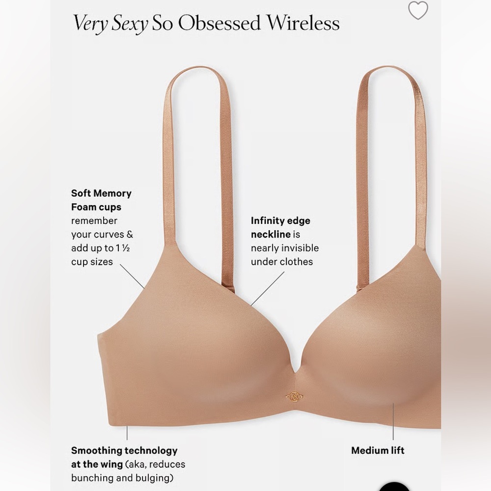 BNWT- Victoria's Secret So Obsessed Wireless Bra - Tan